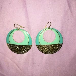 Blue and gold earrings